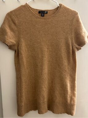 Saks Fifth Avenue Camel Short Sleeve Cashmere Top